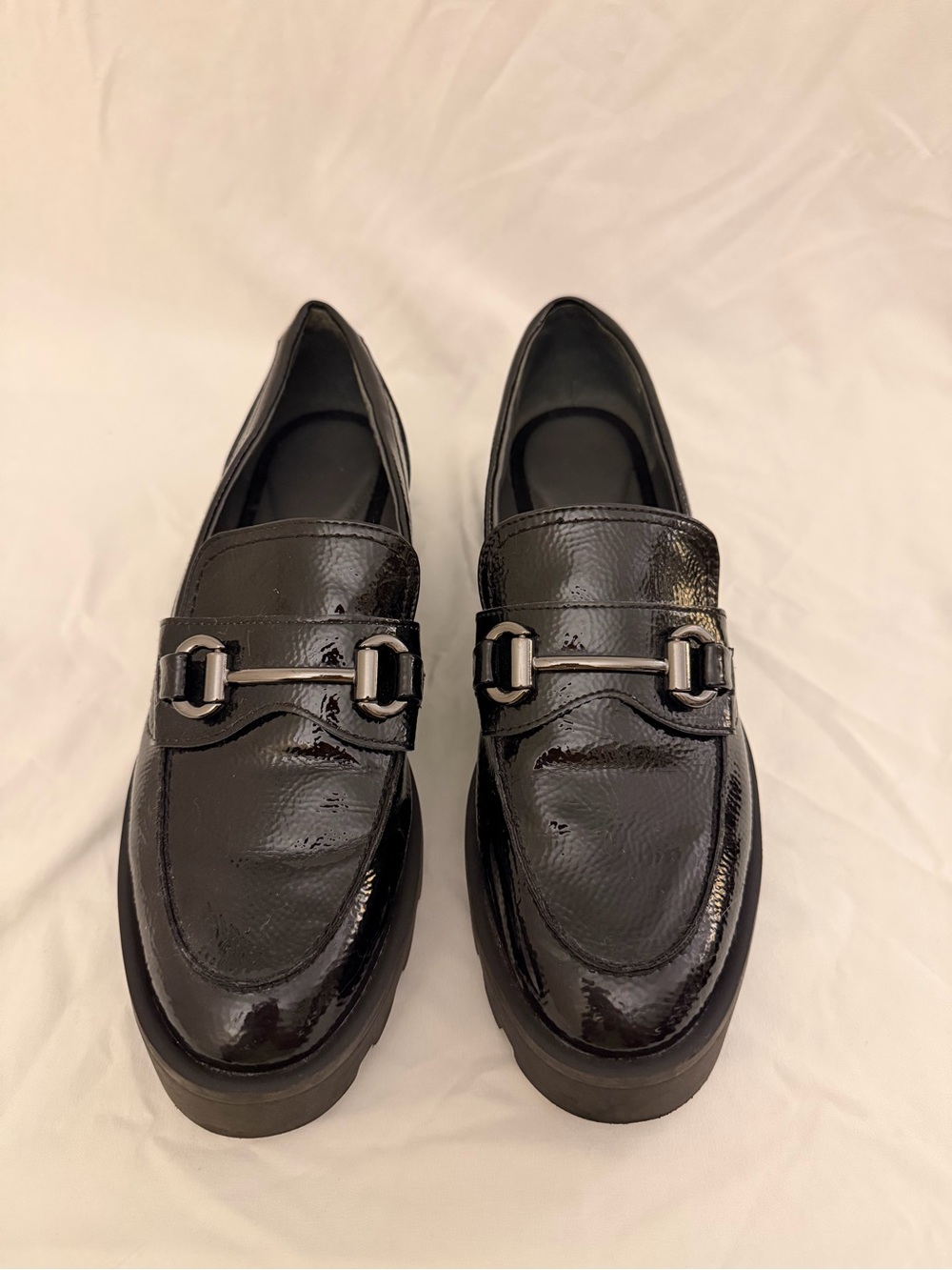 Franco Sarto Women's Black Patent Bit Loafers Size 9